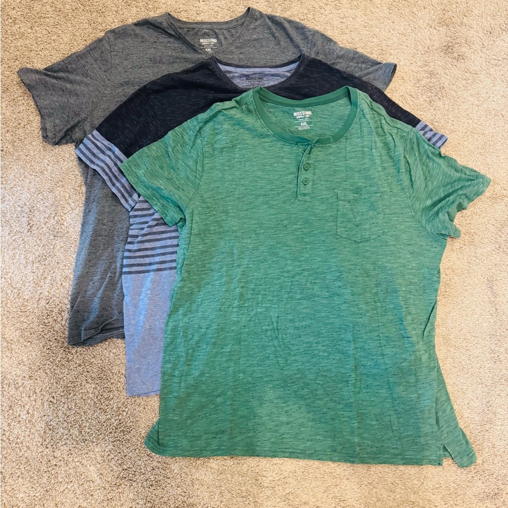 Men's Green and Gray Henley T-Shirts